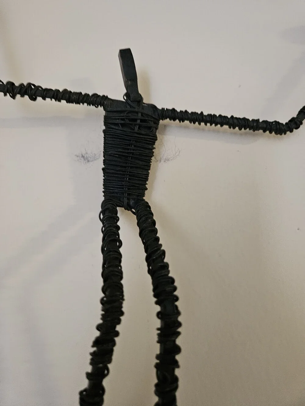 Vintage Brutalist Black Wire Wrought Iron Wall Candle Holder